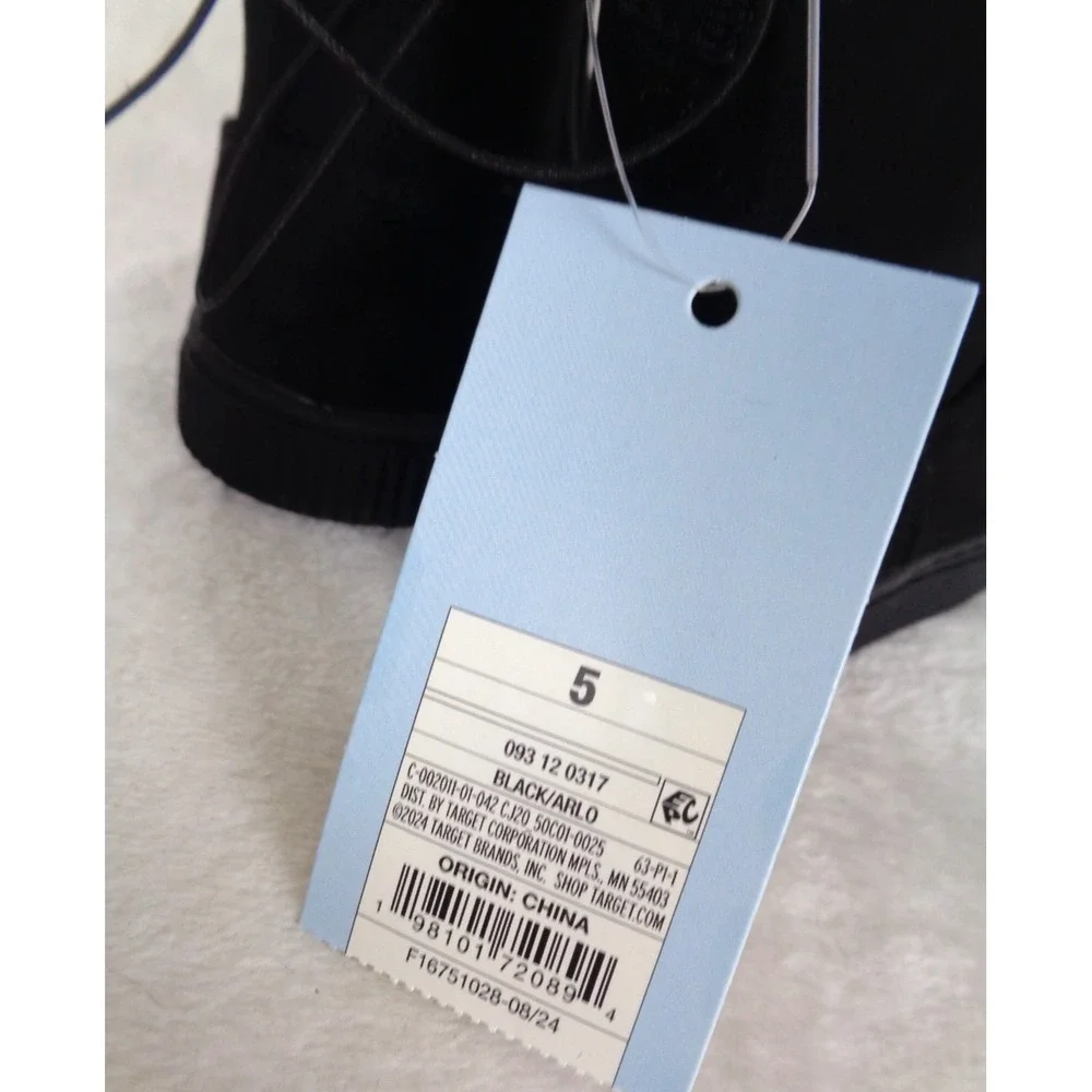 Cat & Jack Toddler Girls Arlo Faux Suede Ankle Booties Black Size 5 New With Tag